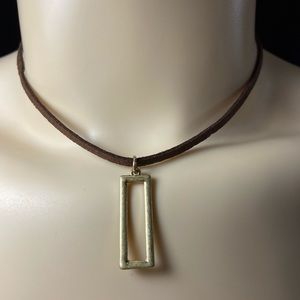 Brown and Gold Rectangle Necklace